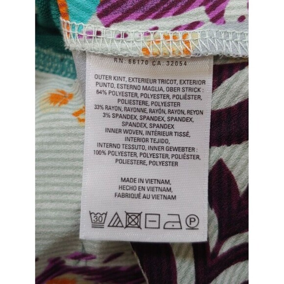 Little Yellow Button Womens Tunic Top XL Colorful Hem Long Sleeve Rayon Stretch - Picture 7 of 8